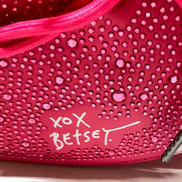 Betsey Johnson XOFUMBLE Kitsch Bling Rhinestone Football Web Strap & Coinpurse - Picture 2 of 5